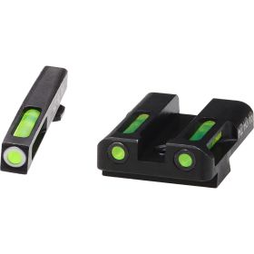 HIVIZ LiteWave H3 Handgun Sight Glock 45/10mm Green Litepipes White Front Ring