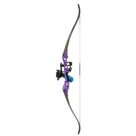 Fin Finder Bank Runner Bowfishing Recurve Package with Winch Pro Bowfishing Reel Purple 35 lbs. RH