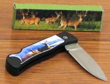 Deer Scene Knife w/Lock Blade