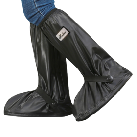 Waterproof Rain Boot Shoe Cover with reflector (Color: Black, size: M)