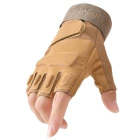 Outdoor Tactical Gloves Airsoft Sport Gloves Half Finger Military Men Women Combat Shooting Hunting Fitness Fingerless Gloves (Gloves Size: XL, Color: Khaki)