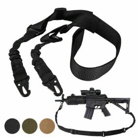 Tactical Rifle Sling Gun Shoulder Strap 2 Point Hooks One Single Strap Hunting (Default: Default)