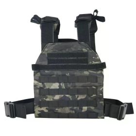 Military Tactical Vest Airsoft Hunting Vests Molle Plate Carrier Vest Outdoor Training Vest Military Equipment (Color: Black Camo)