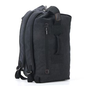 Men's Canvas Backpack Rucksack Hiking Travel Duffle Bag Military Handbag Satchel (Capacity: 35L Plus, Color: Black)