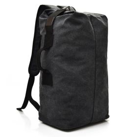 Men's Canvas Backpack Rucksack Hiking Travel Duffle Bag Military Handbag Satchel (Capacity: 25L, Color: Black)