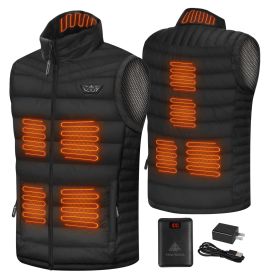 5 Pockets Women's Heated Vest with Battery Pack, Lightweight Down Rechargeable Electric Heated Apparel with 9 Heating Panels Black (size: L)