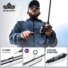 HANDING M1 Bass Fishing Rods Fuji O+A Guide Rings 24Ton Carbon Fiber Blanks Spinning Fishing Rod All-day Comfort Casting Rods (length: Cast1.98m-F-MH)