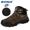 BONA New Designers Genuine Leather Hiking Shoes Winter Sneakers Men Mountain Man Tactical Hunting Footwear Plush Warm Shoes